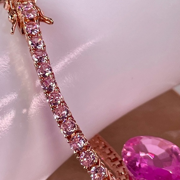 Clearance‼️6ct Amethyst Tennis Bracelet. 14k Rose gold on alloy. 7" / 7.5" Pink - Picture 9 of 9